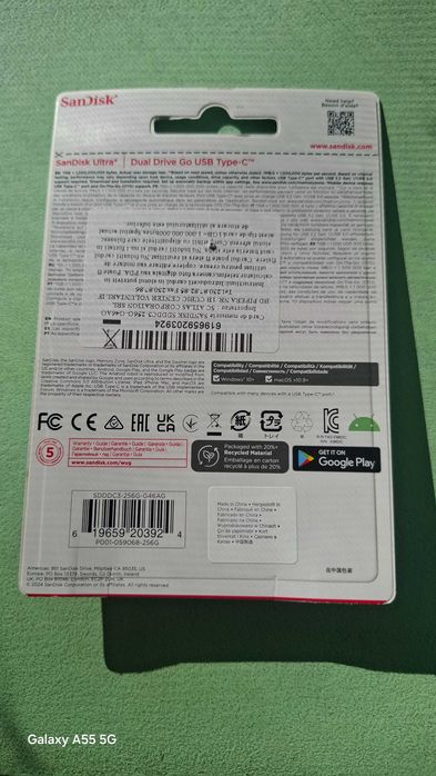 SanDisk Ultra Dual Drive Go 256GB USB-C + USB-A – Nou