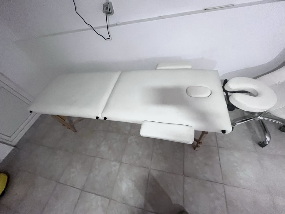 Set pat si scaun pentru cosmetică reglabile, din piele ecologica