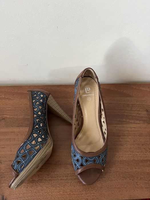 Обувки на ток, естествена кожа