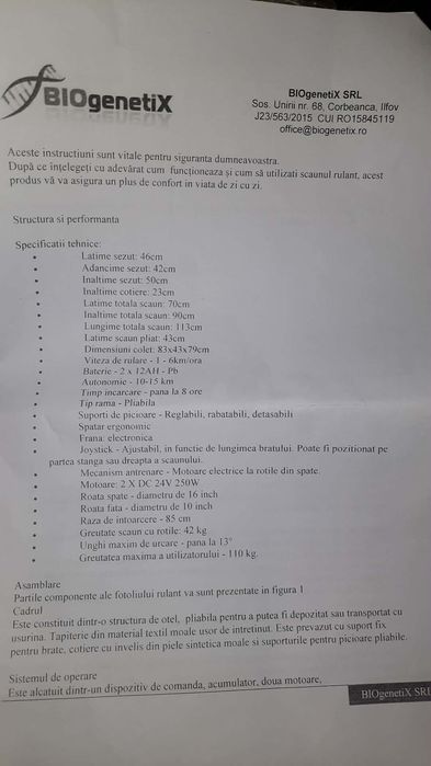 Se vinde cărucior electric pliabil