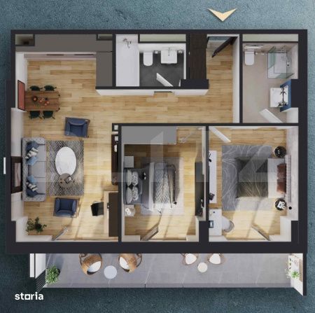Apartament 3 camere, 69 mp, zona RIVUS, COMISION 0 — fotografia 1
