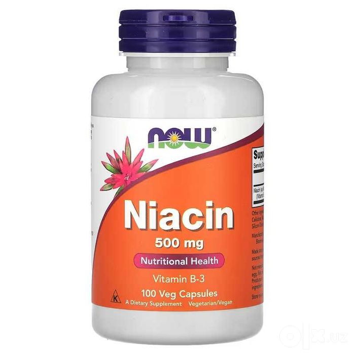 NOW Foods Niacin ниацин 100 растительных капсул