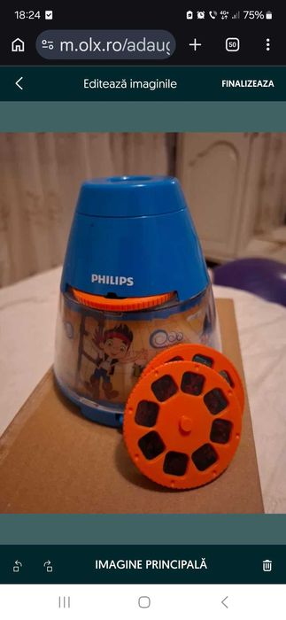 Proiector Philips si lampa de veghe cu baterii,  3  discuri