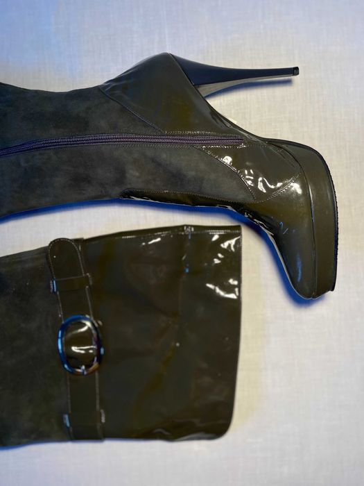 Ghete Prialpas Gomma din piele intoarsa si lac, NEPURTATE, marimea 40