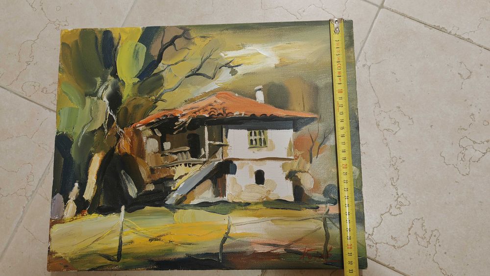 картина,пейзаж с традиционна къща