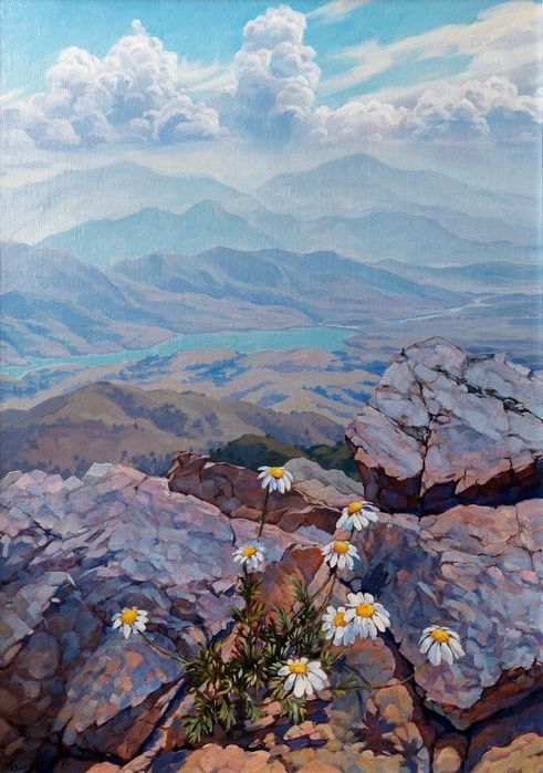 Продаётся картина "Ромашки на вершине "