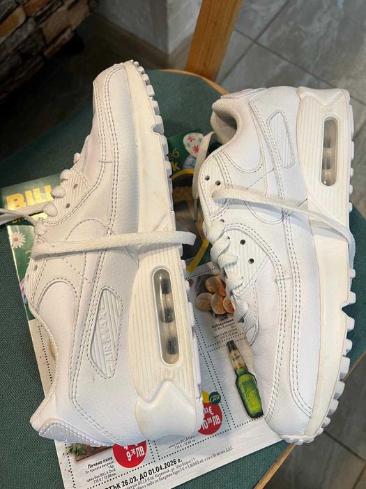 Като нови мъжки маратонки Nike Air Max 90 бяла кожа 42,5 номер