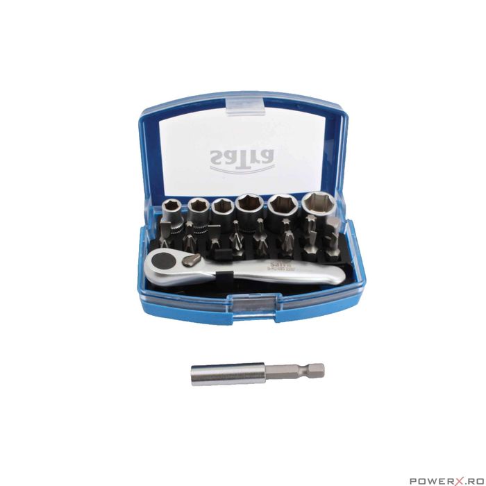 Trusa chei clichet cu tubulare si biti, 1/4", 24 piese, Satra