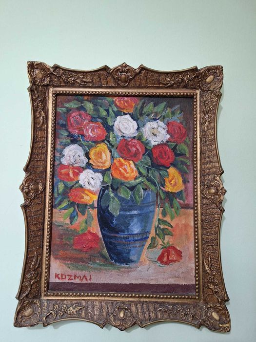 Tablou Pictură Ulei "Buchet de Trandafiri" - Semnat Kozma I.