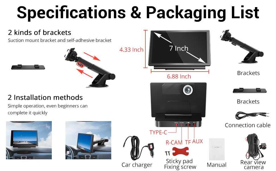 Мултимедия 7 с две камери 4K Carplay и Android Auto Q25