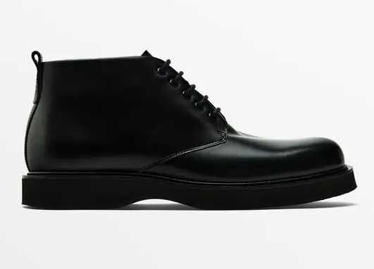Ghete derby 45 lace up Massimo Dutti NOI piele naturala moale negru