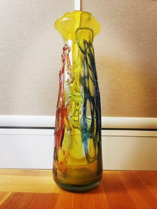 Антикварна ваза ръчно изработена Мурано стъкло духано многоцветна ваза
