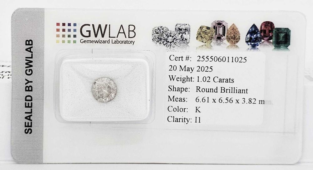 1 buc. Diamant (Natural) - 1.02 ct - Rotund - K - I1 - GWLab