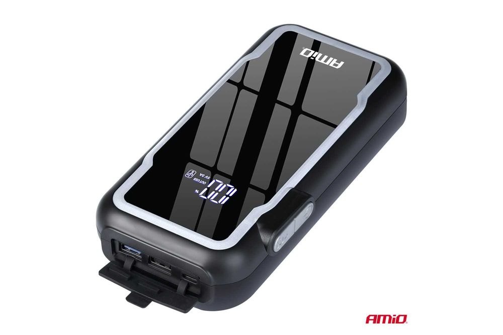 Преносимо стартово устройство AMiO 1600A 3в1 - Jump Starter, LED, външна батерия, капацитет 12Ah, 12V