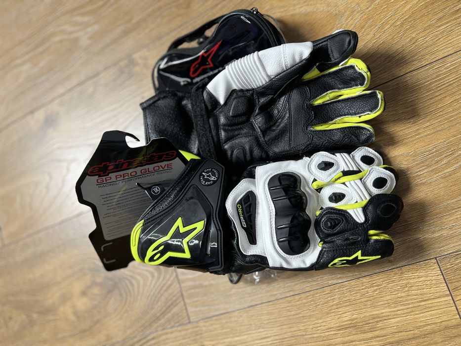 Mănuși Moto GP Racing – Alb/Verde Neon– Protecție Premium