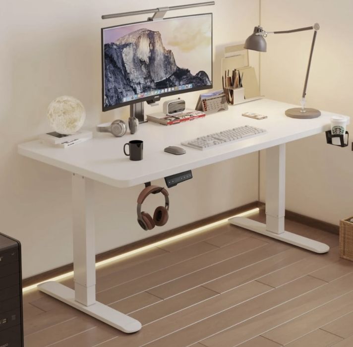 Birou Reglabil, Birou Electric Ergonomic, Alb, 120 x 60 Cm