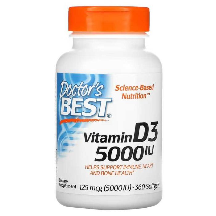 Doctor's Best, vitamin d3 5000 МЕ, 360 капсул.  витамин д3 5000