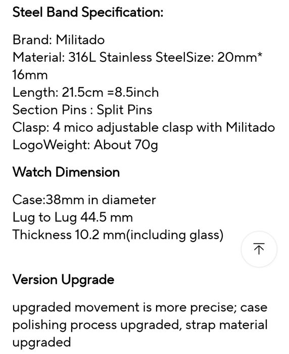 Militado Murph, 38 mm, 316L, safir