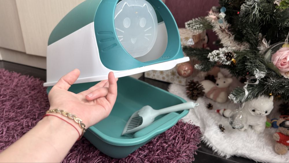 Set Casuta si LITIERA complet inchisa pentru pisici si  lopata