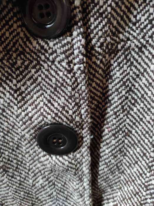 Дамско късо палто, 3/4 ръкав, ефектна кройка, шал яка, р-р S