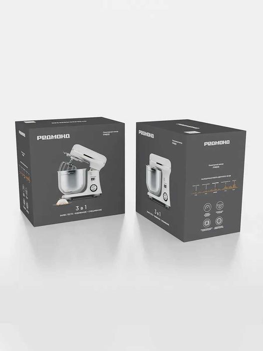 Миксер планетарный Redmond FM605, Бежевый и Серый