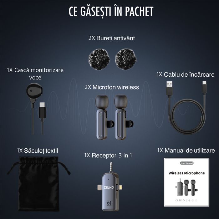 Set 2x microfon lavaliera 3 in 1