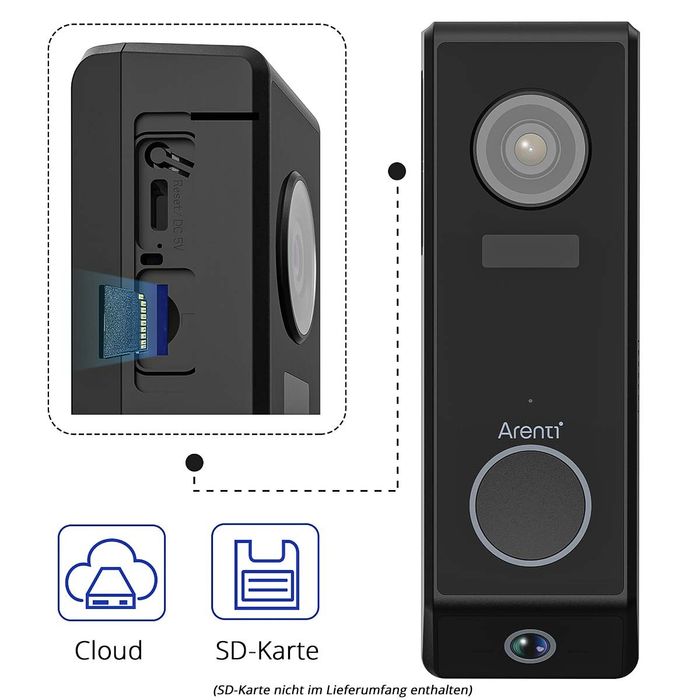 Sonerie Video Arenti P10, WiFi, baterie reincarcabila, camera 3+2MP
