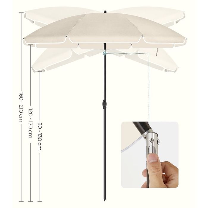 Градински чадър, Songmics, UPF 50+ UV защита