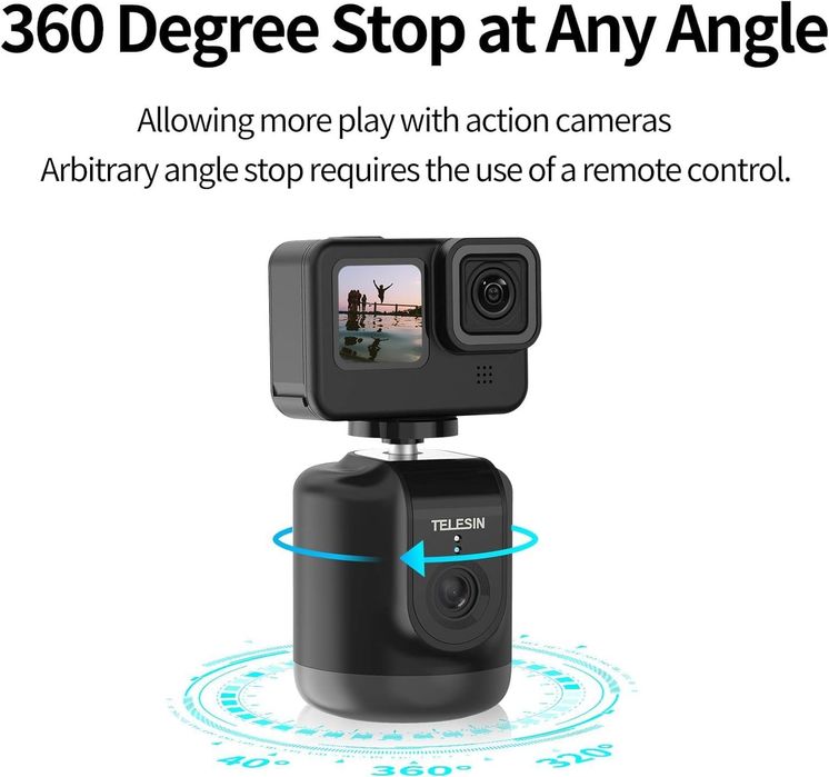 TELESIN 360 Смарт проследяващ държач за статив с 1/4" резба