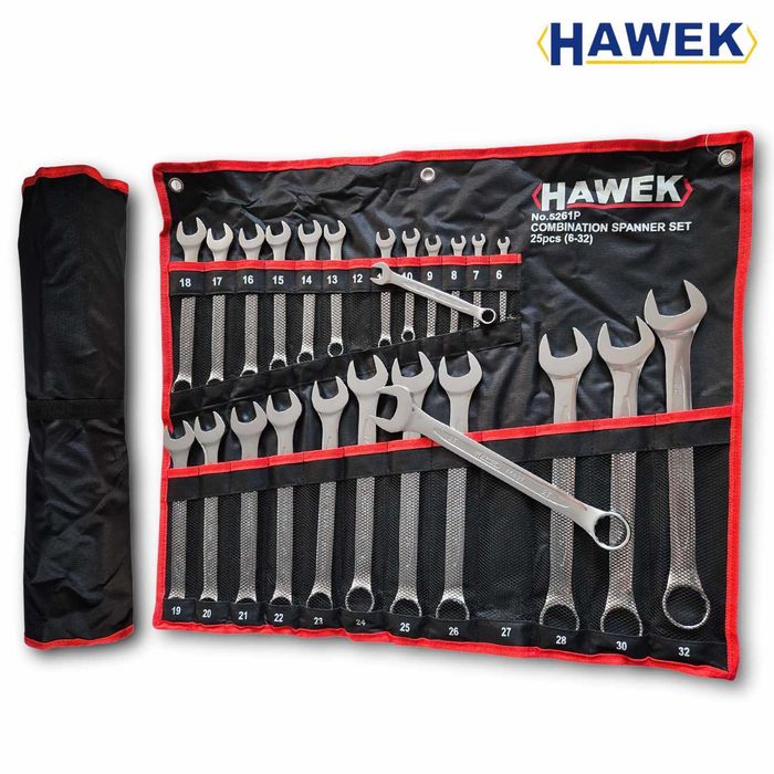 Професионален комплект звездогаечни ключове HAWEK 25части 6-32мм