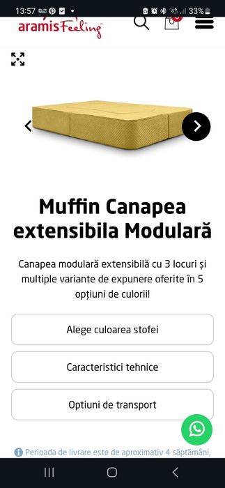 Vand canapea modulara model Muffin de la Aramis