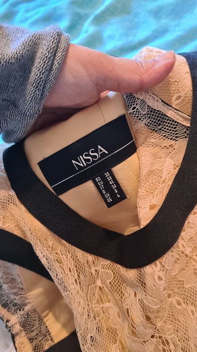 Rochie eleganta Nissa crem-negru