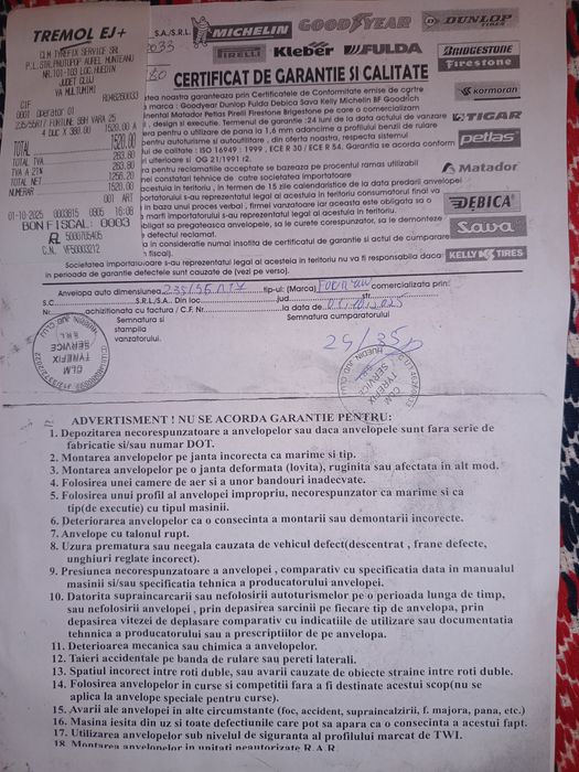 Vând 4 cauciuc de vară cu jante 235/55R17