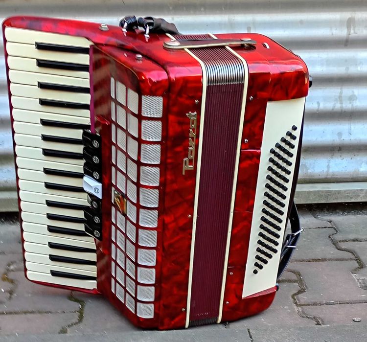 Acordeon Parrot  cu 80  bași roșu