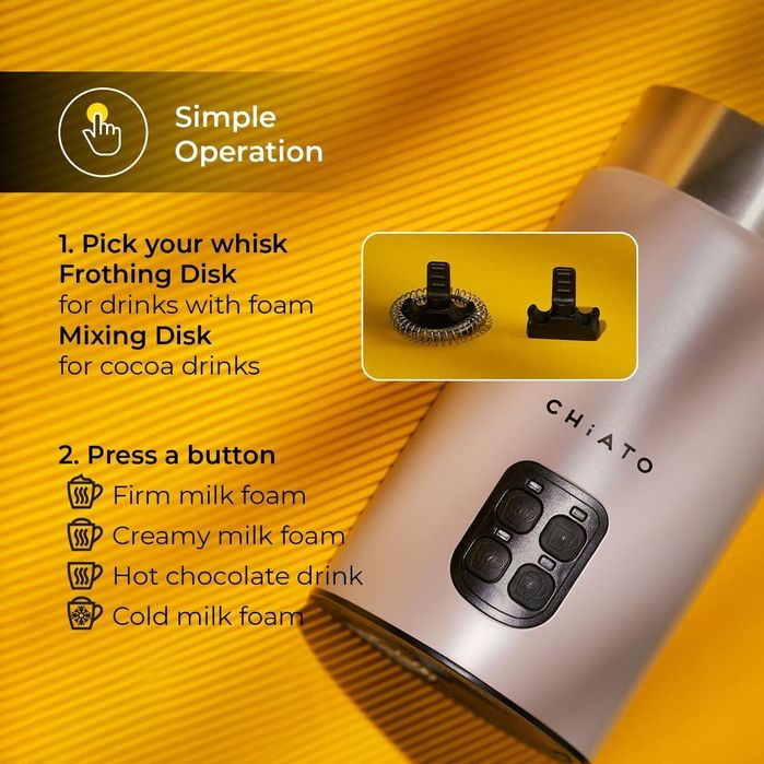 Spumator Lapte CHiATO 4 in 1 Electric pentru Latte Matcha