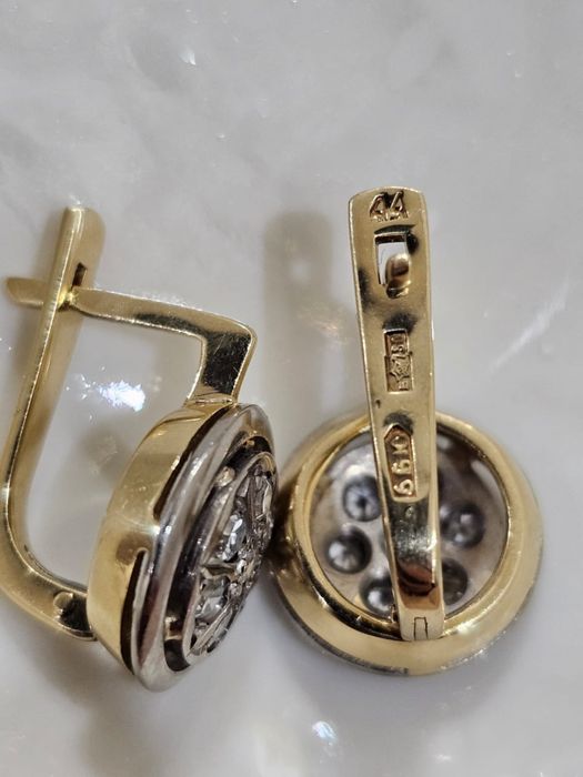 750 СССР серьги «Тарелочки» с бриллиантами