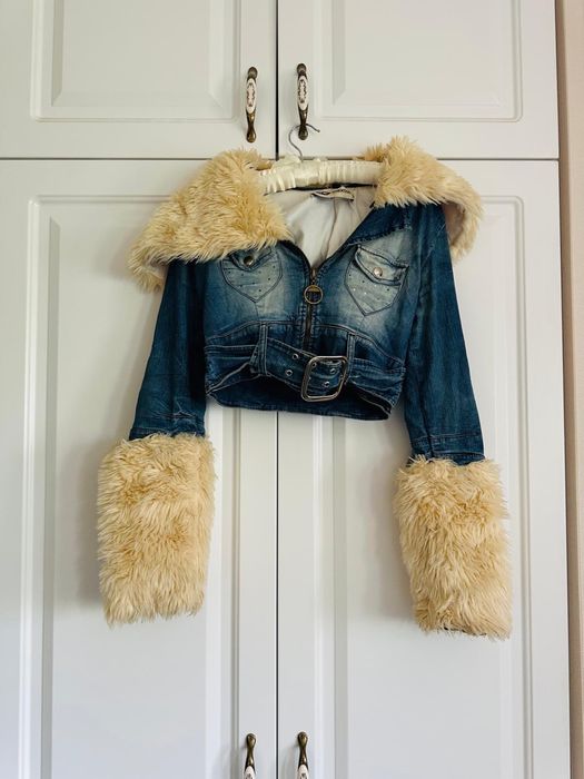 Geaca din blana ecologica din blug masura Xs , Mexton