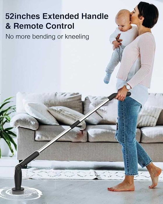 Perie electrica rotativa pentru podea cu brat ajustabil + 8 accesorii