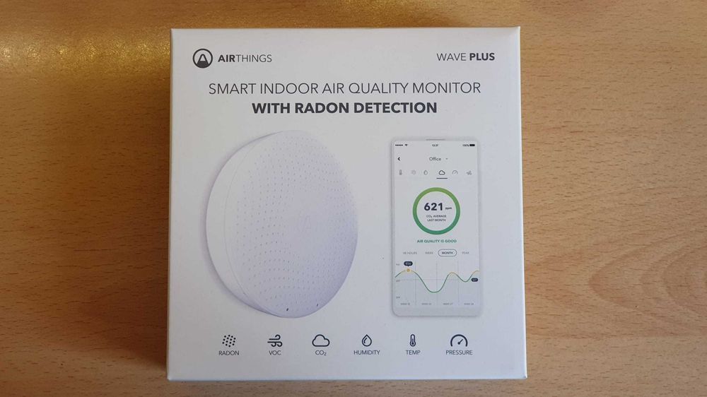 AirThings Wave Plus CO2 Detector Radon Barometru Higrometru Baterii.