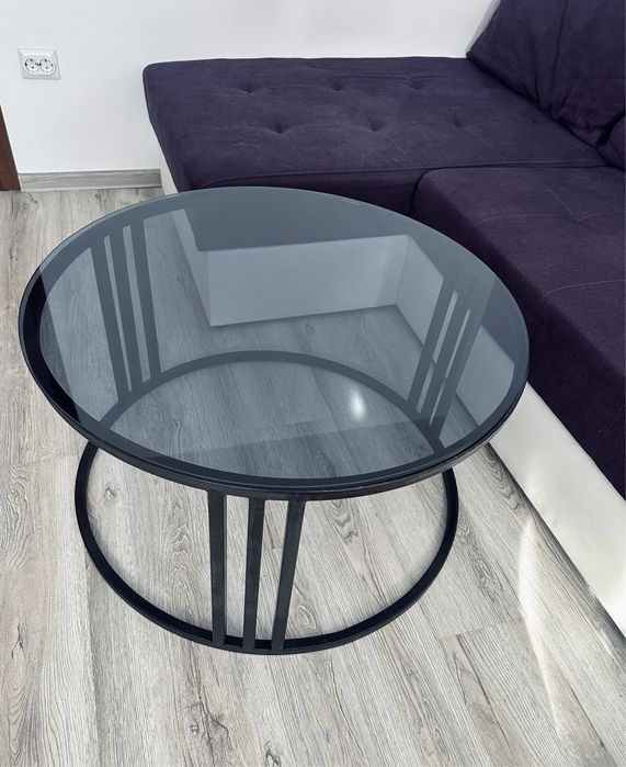 Masa cafea cu sticla fumurie securizata