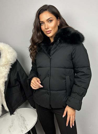 Дамско зимно яке / парка  с богата пухена яка