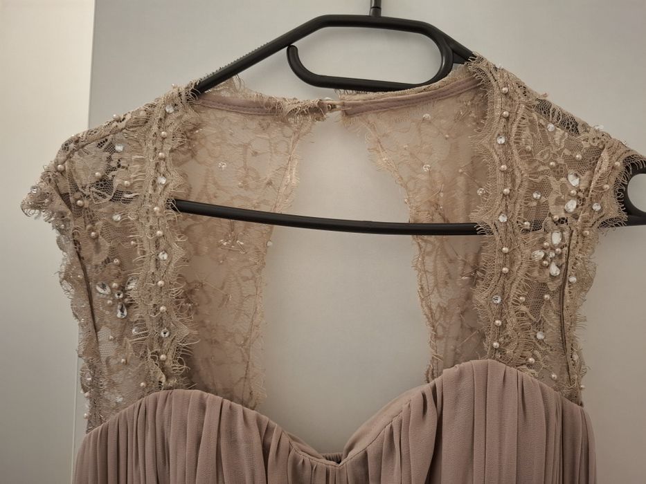 Rochie lungă Little Mistress London, nude-pudrat, elegantă, mărimea 40