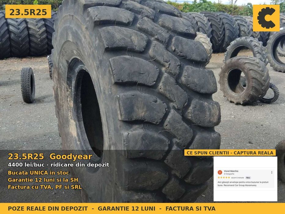 Anvelope Cauciucuri 23.5R25 23.5 R25 23.5-25 600/65R25 23525 Goodyear Incarcator Buldo si Industrial SH Second Hand VERIFICATA Garantie 1 An Stoc Real