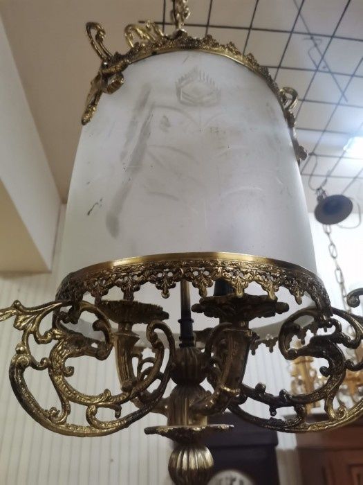 Lampadar in stilul francez Empire din bronz masiv și sticla lucr