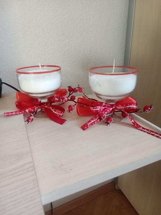 Декор новогодний. Свечи насыпные парные.