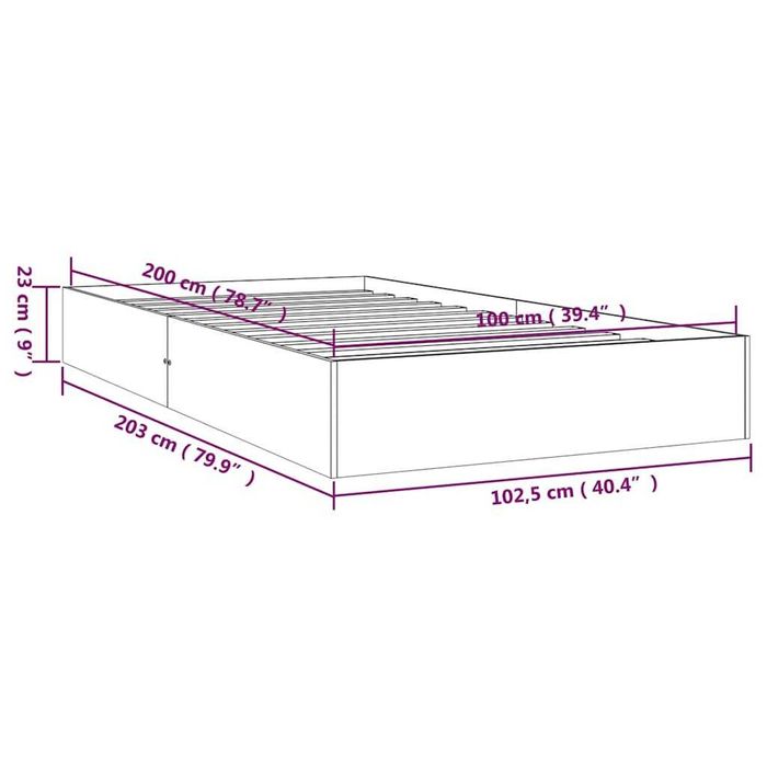 Cadru de pat din lemn masiv, alb, 100x200 cm vidaXL