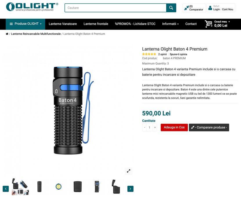 Lanternă Olight Baton 4 Premium – NOUĂ