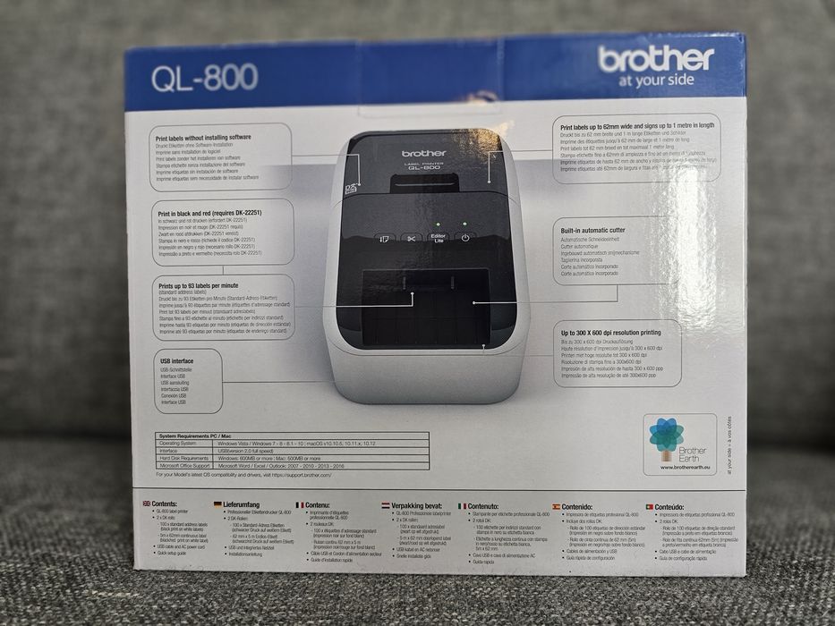 Brother QL-800 nou, sigilat, 450 lei – imprimantă etichete USB, rapidă, compactă