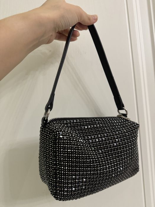 Сумочка с черными стразами, блестящие