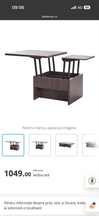 Masa cafea extensibila